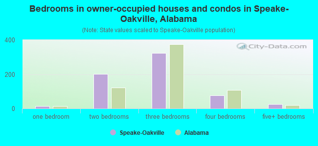 Bedrooms in owner-occupied houses and condos in Speake-Oakville, Alabama