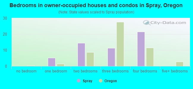 Bedrooms in owner-occupied houses and condos in Spray, Oregon