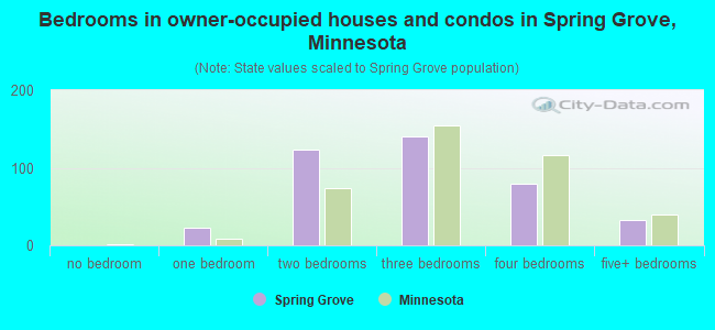 Bedrooms in owner-occupied houses and condos in Spring Grove, Minnesota