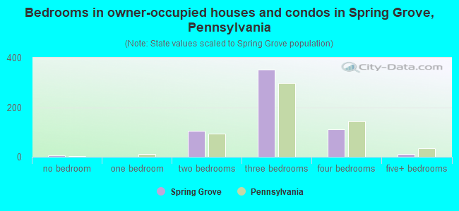 Bedrooms in owner-occupied houses and condos in Spring Grove, Pennsylvania