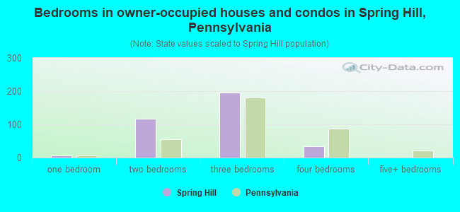 Bedrooms in owner-occupied houses and condos in Spring Hill, Pennsylvania