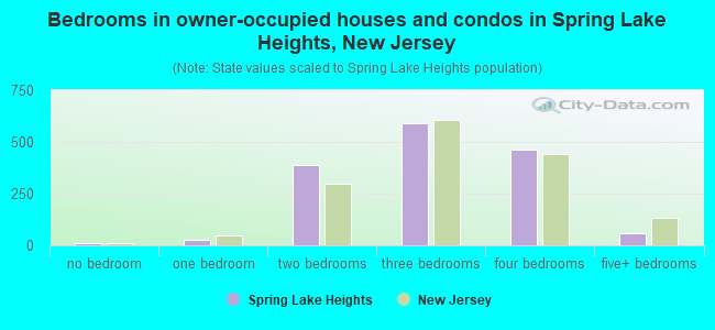 Bedrooms in owner-occupied houses and condos in Spring Lake Heights, New Jersey
