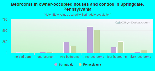 Bedrooms in owner-occupied houses and condos in Springdale, Pennsylvania