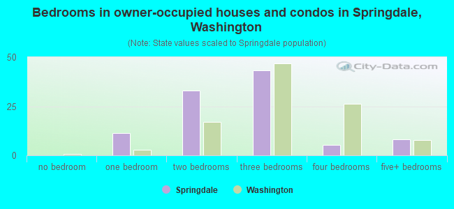 Bedrooms in owner-occupied houses and condos in Springdale, Washington