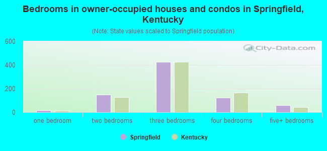 Bedrooms in owner-occupied houses and condos in Springfield, Kentucky