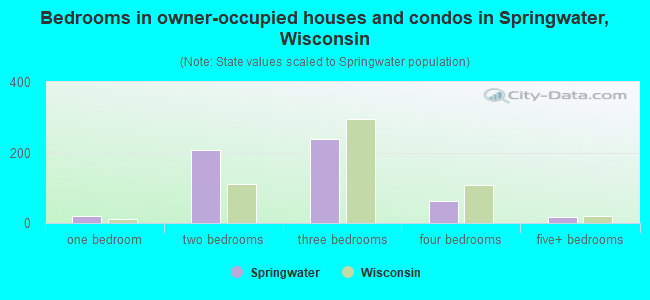 Bedrooms in owner-occupied houses and condos in Springwater, Wisconsin