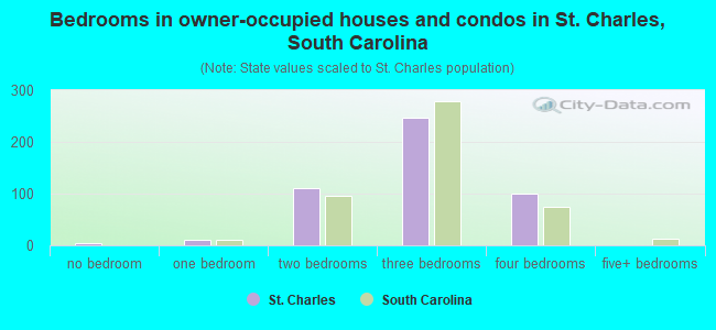 Bedrooms in owner-occupied houses and condos in St. Charles, South Carolina