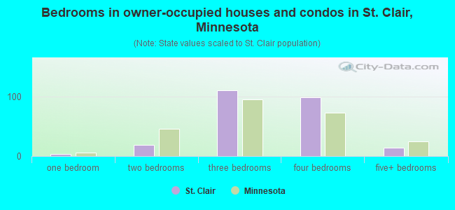 Bedrooms in owner-occupied houses and condos in St. Clair, Minnesota
