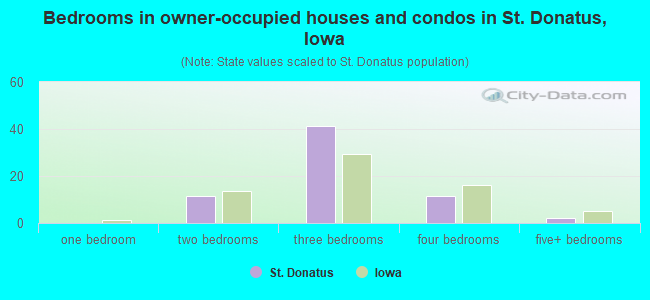 Bedrooms in owner-occupied houses and condos in St. Donatus, Iowa
