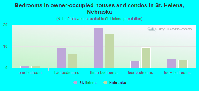 Bedrooms in owner-occupied houses and condos in St. Helena, Nebraska
