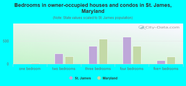 Bedrooms in owner-occupied houses and condos in St. James, Maryland