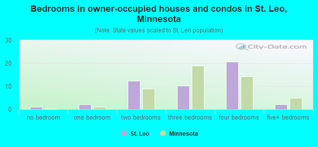 Bedrooms in owner-occupied houses and condos in St. Leo, Minnesota