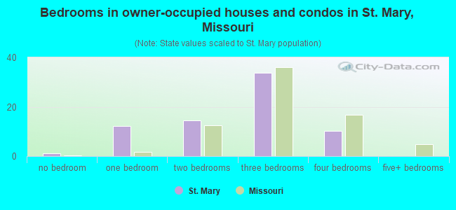 Bedrooms in owner-occupied houses and condos in St. Mary, Missouri