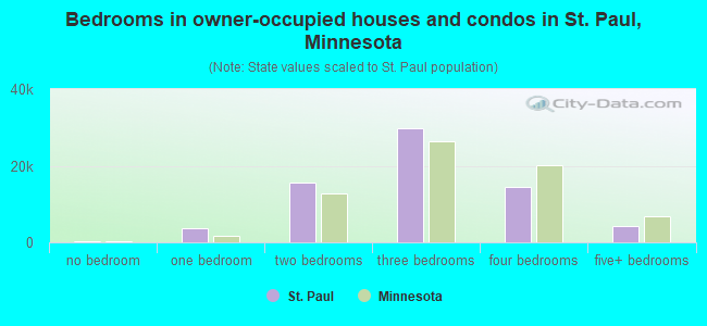 Bedrooms in owner-occupied houses and condos in St. Paul, Minnesota