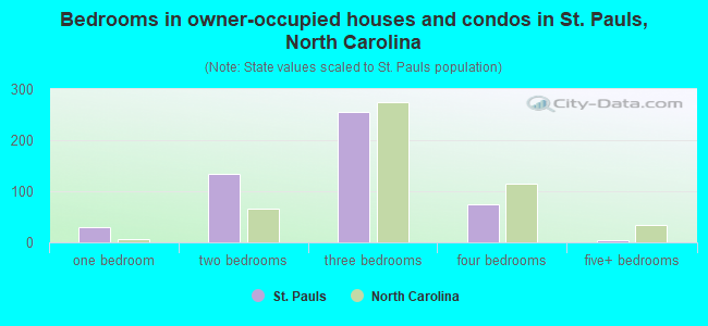 Bedrooms in owner-occupied houses and condos in St. Pauls, North Carolina