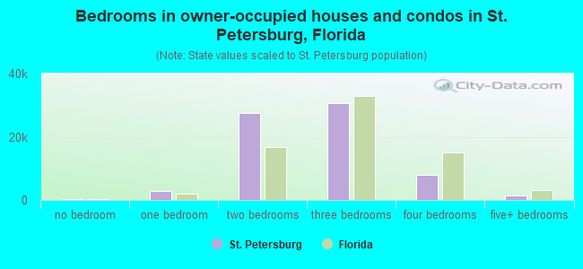 Bedrooms in owner-occupied houses and condos in St. Petersburg, Florida