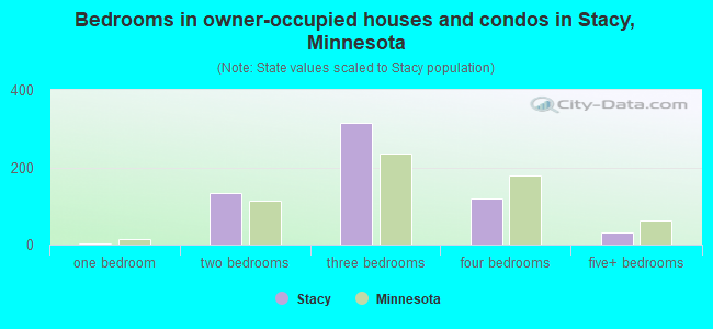 Bedrooms in owner-occupied houses and condos in Stacy, Minnesota