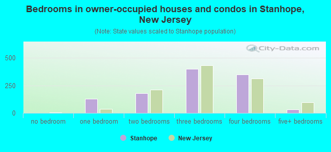 Bedrooms in owner-occupied houses and condos in Stanhope, New Jersey