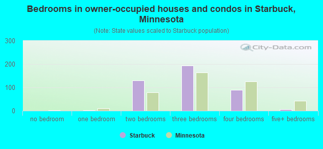 Bedrooms in owner-occupied houses and condos in Starbuck, Minnesota