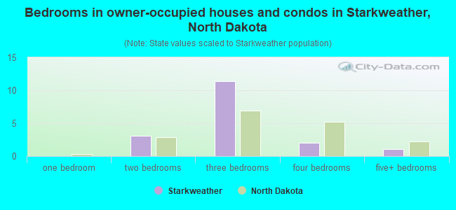 Bedrooms in owner-occupied houses and condos in Starkweather, North Dakota
