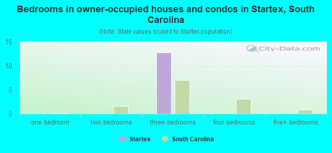Bedrooms in owner-occupied houses and condos in Startex, South Carolina