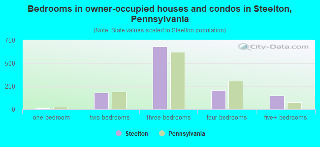 Bedrooms in owner-occupied houses and condos in Steelton, Pennsylvania