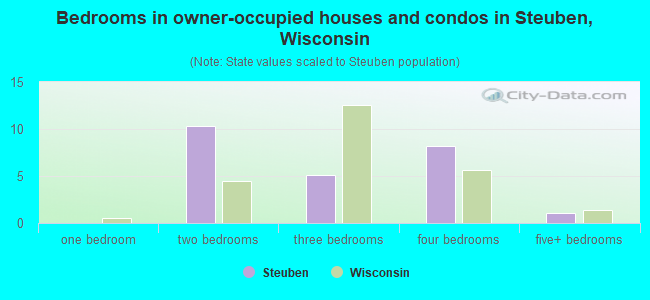 Bedrooms in owner-occupied houses and condos in Steuben, Wisconsin