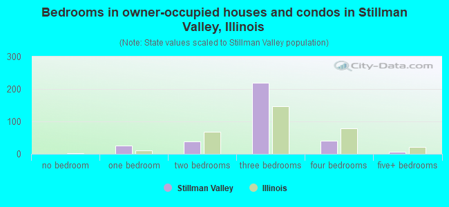 Bedrooms in owner-occupied houses and condos in Stillman Valley, Illinois