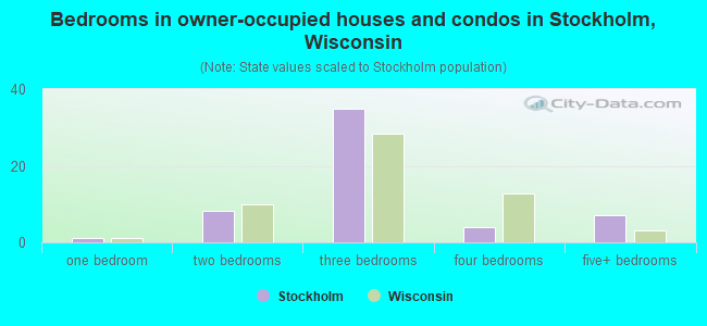Bedrooms in owner-occupied houses and condos in Stockholm, Wisconsin