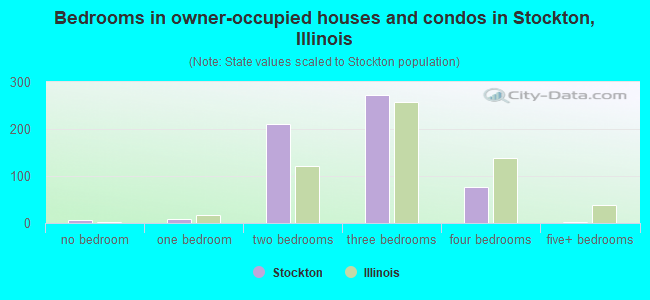 Bedrooms in owner-occupied houses and condos in Stockton, Illinois