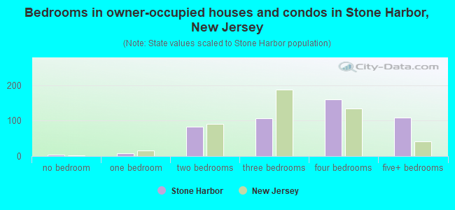 Bedrooms in owner-occupied houses and condos in Stone Harbor, New Jersey