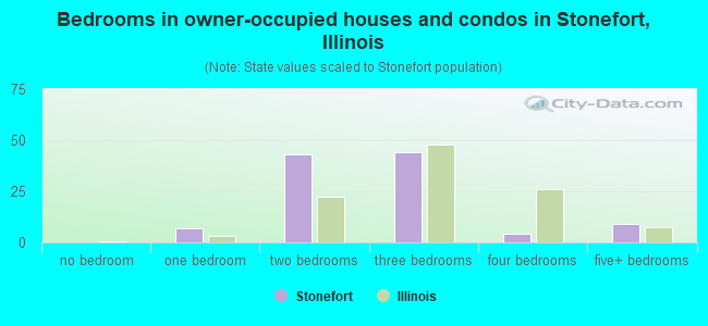 Bedrooms in owner-occupied houses and condos in Stonefort, Illinois