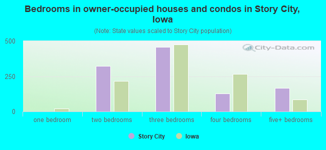 Bedrooms in owner-occupied houses and condos in Story City, Iowa