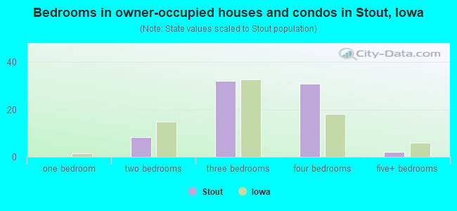 Bedrooms in owner-occupied houses and condos in Stout, Iowa