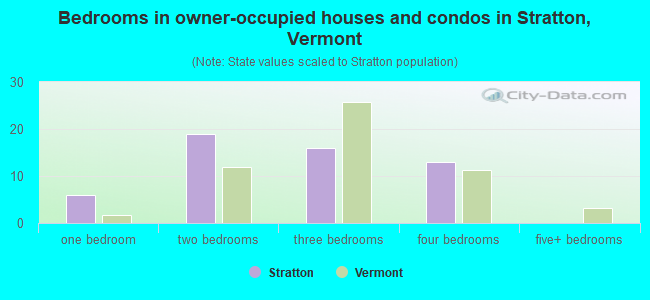 Bedrooms in owner-occupied houses and condos in Stratton, Vermont