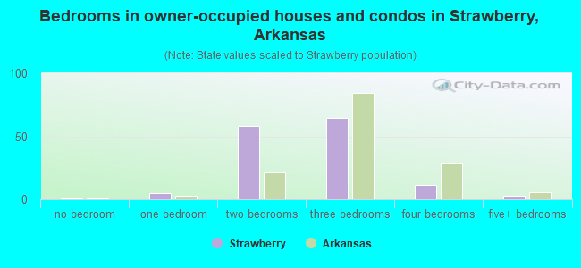 Bedrooms in owner-occupied houses and condos in Strawberry, Arkansas