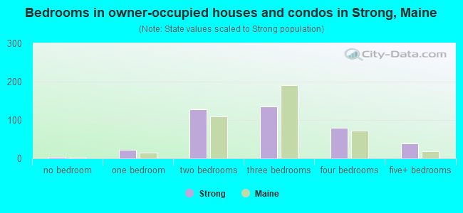 Bedrooms in owner-occupied houses and condos in Strong, Maine