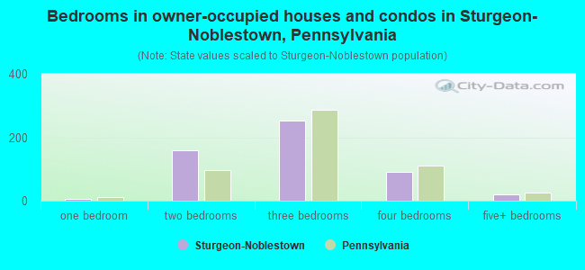 Bedrooms in owner-occupied houses and condos in Sturgeon-Noblestown, Pennsylvania