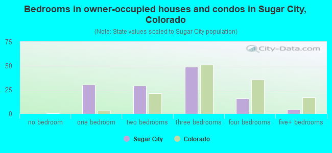 Bedrooms in owner-occupied houses and condos in Sugar City, Colorado