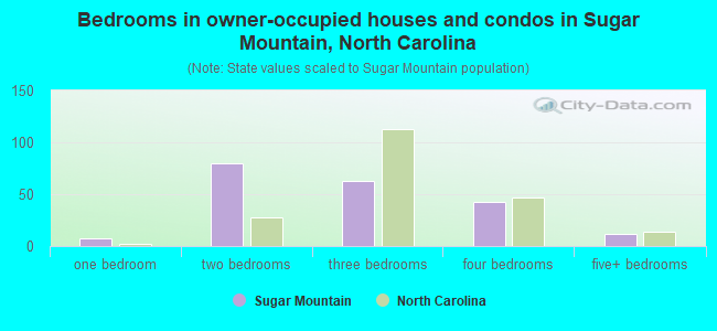 Bedrooms in owner-occupied houses and condos in Sugar Mountain, North Carolina