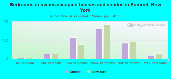 Bedrooms in owner-occupied houses and condos in Summit, New York