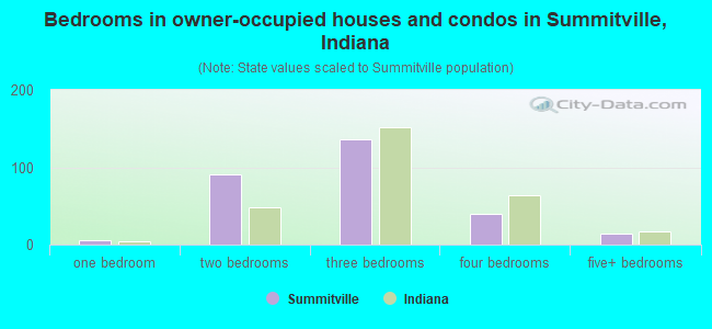Bedrooms in owner-occupied houses and condos in Summitville, Indiana