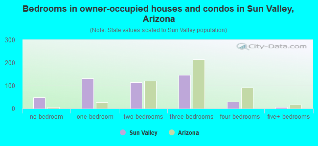 Bedrooms in owner-occupied houses and condos in Sun Valley, Arizona