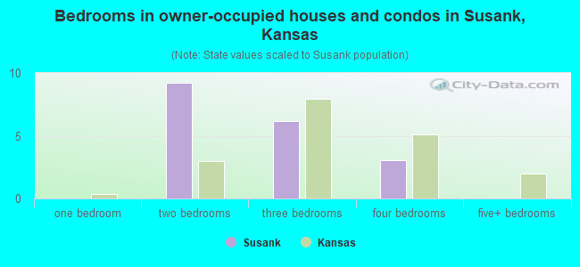 Bedrooms in owner-occupied houses and condos in Susank, Kansas