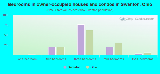 Bedrooms in owner-occupied houses and condos in Swanton, Ohio