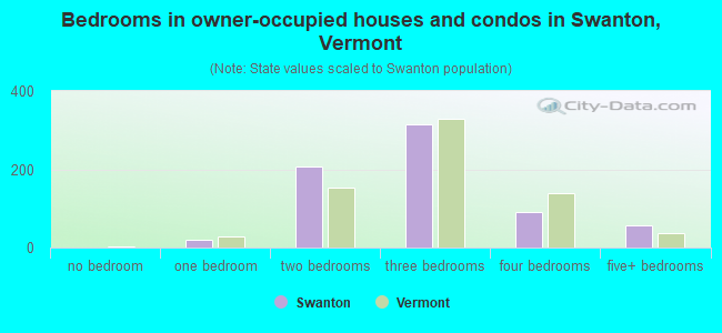 Bedrooms in owner-occupied houses and condos in Swanton, Vermont