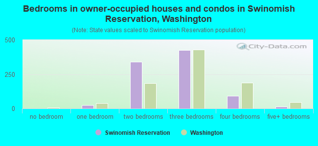 Bedrooms in owner-occupied houses and condos in Swinomish Reservation, Washington