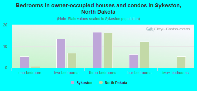 Bedrooms in owner-occupied houses and condos in Sykeston, North Dakota