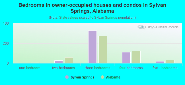 Bedrooms in owner-occupied houses and condos in Sylvan Springs, Alabama