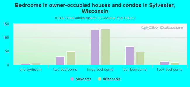 Bedrooms in owner-occupied houses and condos in Sylvester, Wisconsin